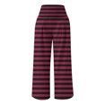 thumbnail image 4 of Annhoo Striped Pants for Women Casual Smocked High Waist Wide Leg Pants Flowy Loose Palazzo Trousers with Pockets, 4 of 5