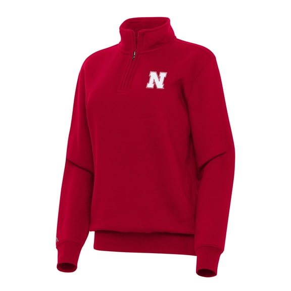 Women's Antigua Red Nebraska Huskers Victory Quarter-Zip Sweatshirt