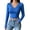 18#Blue, variant on Women's V-Neck Cropped T-Shirt Long Sleeve Slim Fit Solid Lightweight Thin Trendy Casual Basic Top for Everyday Wear Black M