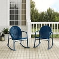 thumbnail image 4 of Crosley Furniture Fauteuil Berçant en Métal Griffith, Fini Bleu Marine Lustré (Ensemble de 2), 4 of 7