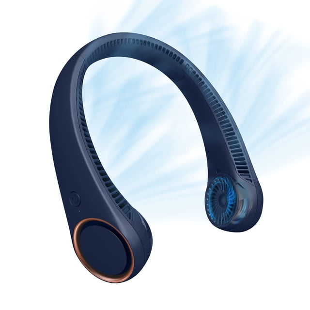 CIVPOWER Ventilador de cuello: Ventilador portátil sin aspas recargable con refrigeración personal para el cuello, manos libres, 3 velocidades, batería de 4000 mAh, diseño de auriculares portátiles op