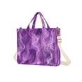 thumbnail image 2 of Corduroy Composite Fabric Tote Bag Magnetic Snap Large Capacity Crossbody Bag Beige Shoulder Strap Virbant Purple Flame, 2 of 8