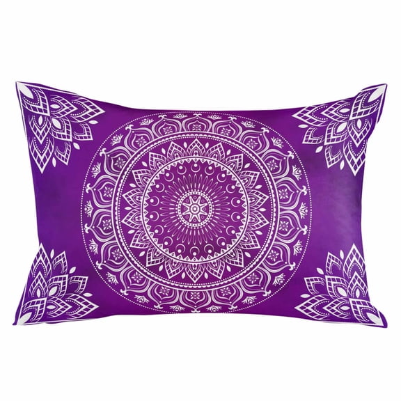 Outdoor Waterproof Throw Pillow Covers Set of 2 Purple Boho Decorative Pillowcases Lumbar Outdoor Pillows Cushion Case 20x12 Inch Gorgeous Bohemian Flower Patio Pillows for Couch Sofa Bed Garden