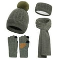 thumbnail image 2 of Womens Winter Beanie Hat Scarf Gloves Set European And Winter Knitted Warm Gloves Hats Scarves Three Piece Set With Thick Velvet And Hat Christmas Gift, 2 of 3