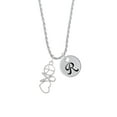 thumbnail image 2 of Delight Jewelry Silvertone Peace Sign Ribbon Heart Silvertone Script Initial Disc - R - Charm Necklace, 20"+3", 2 of 4