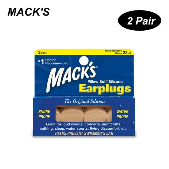 MACK'S 2 Pairs Anti-noise Silicone Earplugs Professional Waterproof Swimming Earplugs Hearing Protection Anti Snore Ear Plugs