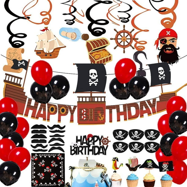 80Pcs Pirate Birthday Party Decorations Pirate Happy Birthday