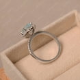 thumbnail image 3 of Natural aquamarine ring,sterling silver, oval cut gemstone,March birthstone ring,halo ring, 3 of 4