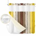 thumbnail image 2 of Yellow Brown No Hook Shower Curtain Waterproof, Bathroom Curtains with Snap in Liners and See Through Top Window, Farmhouse Wood Grain Vintage Striped Hotel Style Bathtub Curtains Shower 72"Wx78"L, 2 of 8
