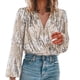 thumbnail image 1 of Top brillante de manga larga y cuello en V para mujer, ajuste entallado, camisa informal y moderna para el día a día o para fiestas, mezcla de poliéster, lavable a máquina, 1 of 7