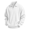 thumbnail image 5 of DJDLJWCJ Big Boys Lapel Sweatshirt Half Zip Long Sleeve polo Shirt Solid Color Loose Fit Pullover Tops White Size 3T, 5 of 10