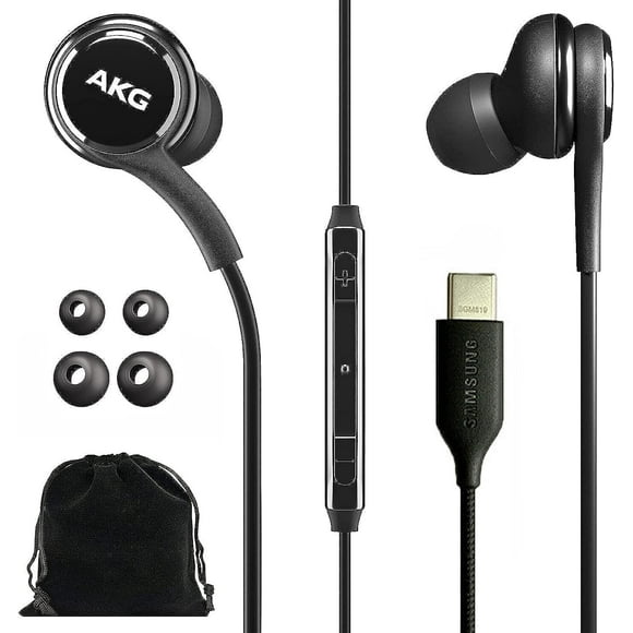 Auriculares Samsung AKG con cable USB tipo C originales con micrófono, color negro
