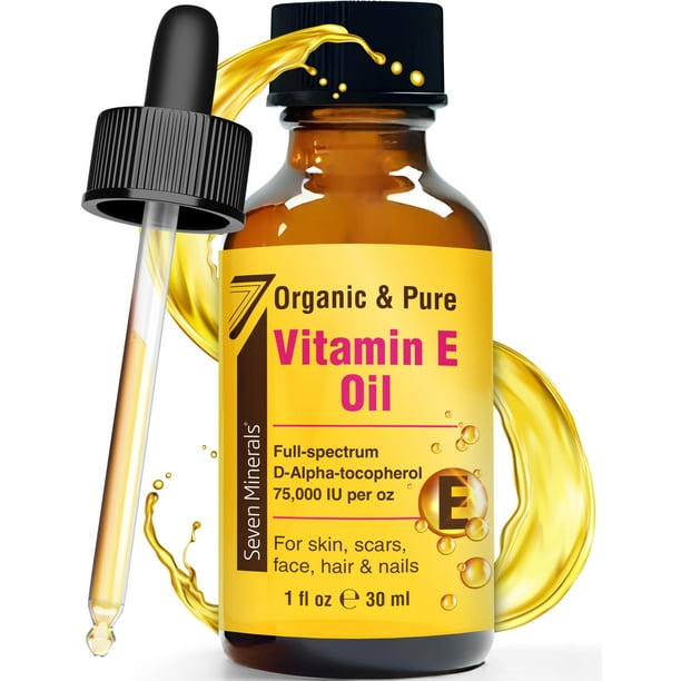 Aceite de vitamina E Seven Minerals, ultra puro, 75 000 UI, 30 ml, orgánico