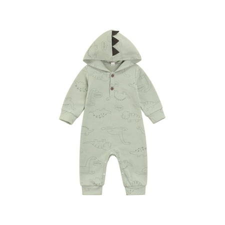 

Ma&Baby Newborn Baby Boys Dinosaur Rompers Long Sleeve Hoodies Outfit Playsuit Jumpsuit