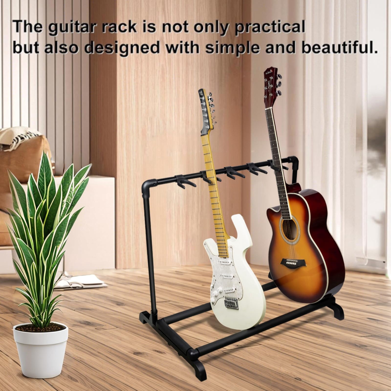 Multi Guitar Stand Rack, Folding Multiple Guitars Stand, Portable Guitar Holder, Guitar Display Holder for Guitar & Bass, Studio & Home  (5 Holder/7 Holder)