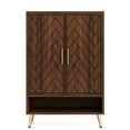 thumbnail image 3 of Yardi Yarda Wooden Shoe Cabinet, 6-Tier Shoe Organizer with Adjustable Shelves, Sleek and Modern Shoe Cabinet, Brown+Gold, 3 of 6