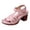 Pink, variant on Sandals Women Open Toe Splice Leather Heels Chunky Heeled Trendy T-Strap Slingback Pumps Adjustable Ankle Strap Casual Summer Dress Shoes Pink Size 8