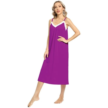 

Womens Sleepwear Full Slip Nightgown V Neck Pajama Dress Soft Nightdress Short Chemise Sleeveless Sleep Dress