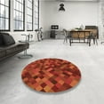 thumbnail image 3 of Ahgly Company Indoor Round Patterned Orange Red Orange Area Rugs, 5' Round, 3 of 6
