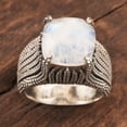thumbnail image 2 of NOVICA Artisan Handmade Men's Rainbow Moonstone Ring .925 Sterling Silver Cocktail India Gemstone 'Misty River', 2 of 7