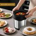 thumbnail image 2 of TEMOGU-Mini Slow Cooker, 0.65 Qt Capacity small slow cooker, Ceramic Pot, Nutrient Loss Reduction, For Sauces, Stews & Dips, Rose Red Exterior, Round, 2 of 4