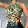thumbnail image 6 of Women Blouse, Women's Open Back Diamond Body Top Backless Halter Shirt Club Top, 6 of 7