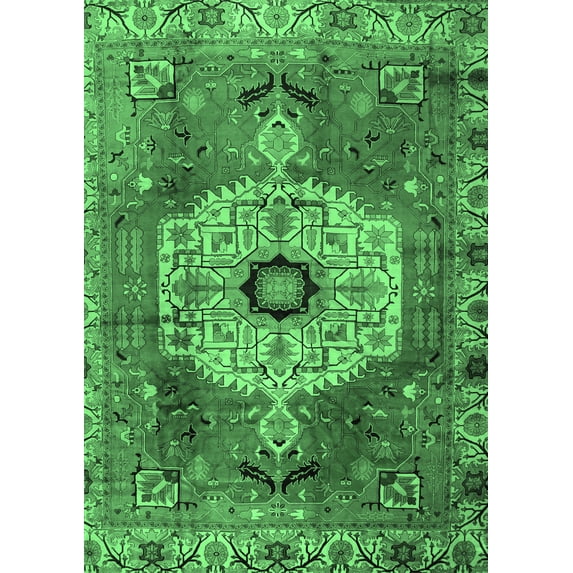 Ahgly Company Indoor Rectangle Persian Emerald Green Traditional Area Rugs, 8' x 10'