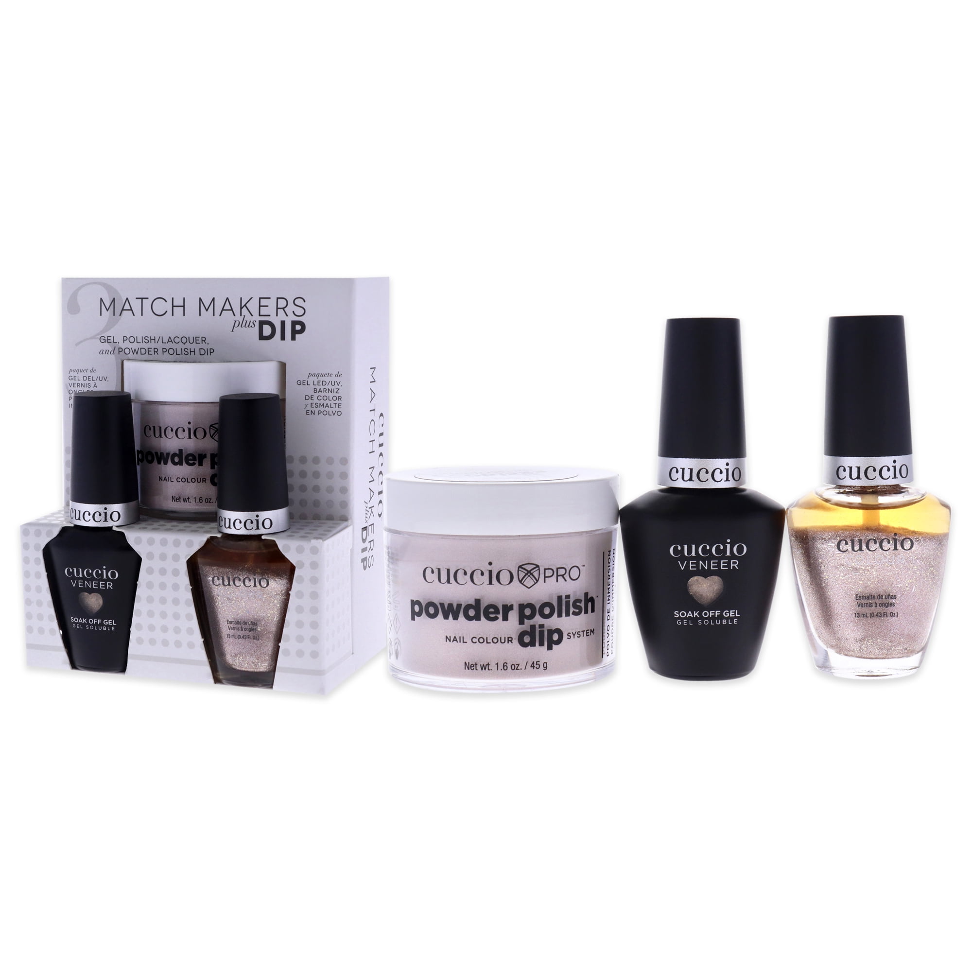 Match Makers Plus Dip - Dreamville by Cuccio Colour for Women - 3 Pc 1.6oz Pro Powder Polish Dip System, 0.44oz Veneer Soak Off Gel, 0.43oz Colour Nail Polish