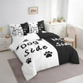 thumbnail image 3 of Homewish Couple Valentine's Day Bedding Comforter Set 7pcs, Dog Side and My Side King Bedding Sets, Black White Fashion Splicing Bed Sheets, Luxury Bedroom Decor, 3 of 7
