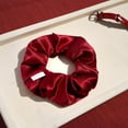 thumbnail image 4 of Smunchys Satin Hair Scrunchie with Hidden Zipper Pocket Storage, Ponytail Holder Hair Tie, Red, 4 of 5