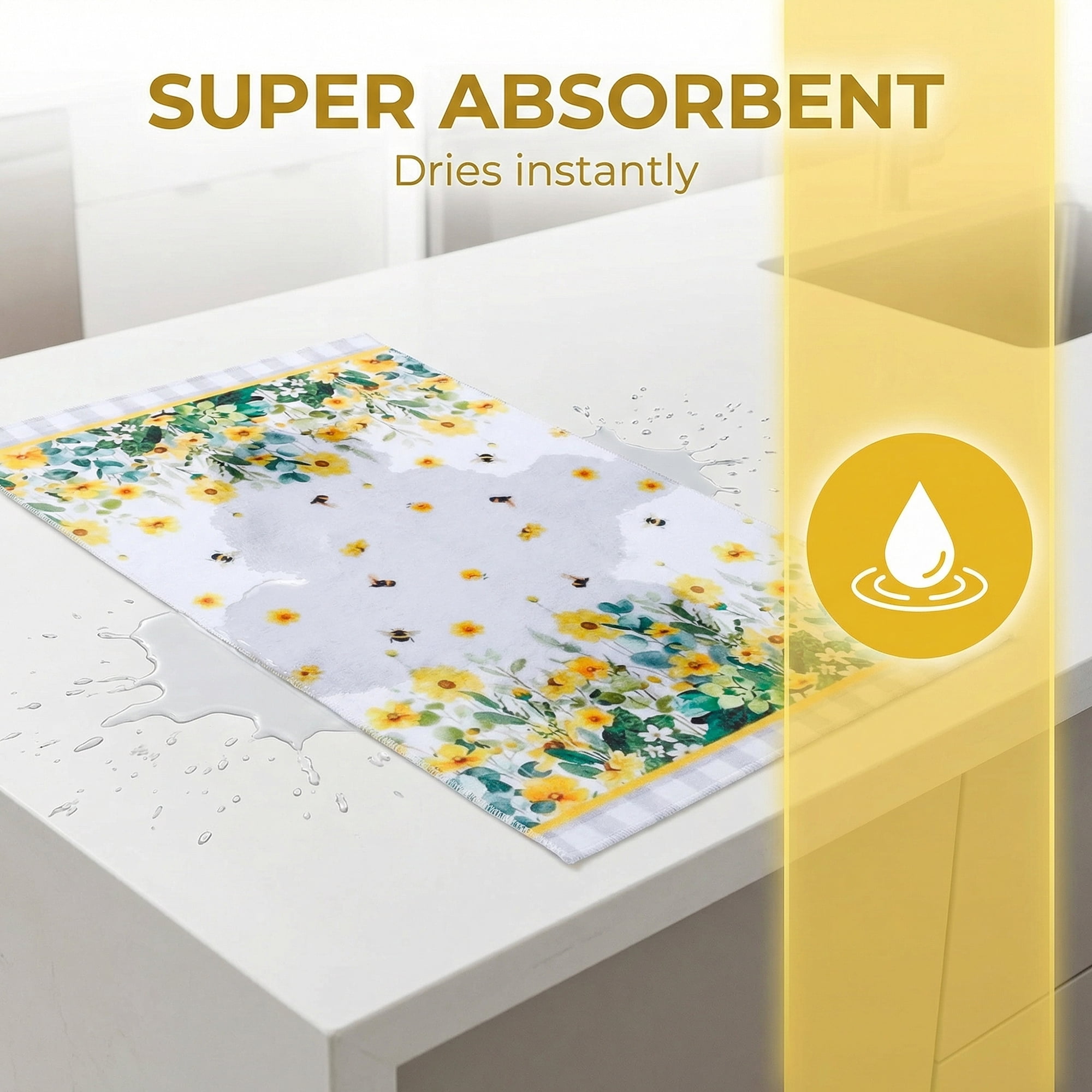 Unique Bargains 4 Pack Floral Microfiber Absorbent Soft Towels  Multi-Color 3 24" x 16"