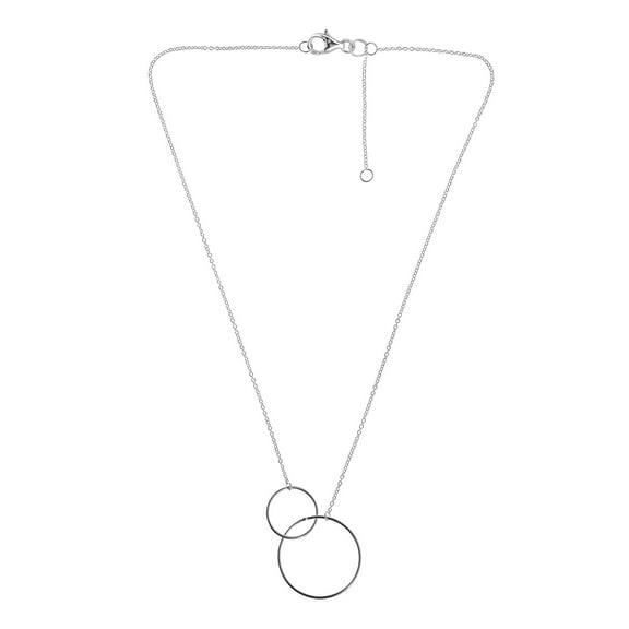 Aeravida Geometric Interlocking Double Circle .925 Sterling Silver Necklace | Cute Sterling Silver Necklace for Women | Double Circle Long Necklace for Women | Necklace Women Jewelry | Gift for Women