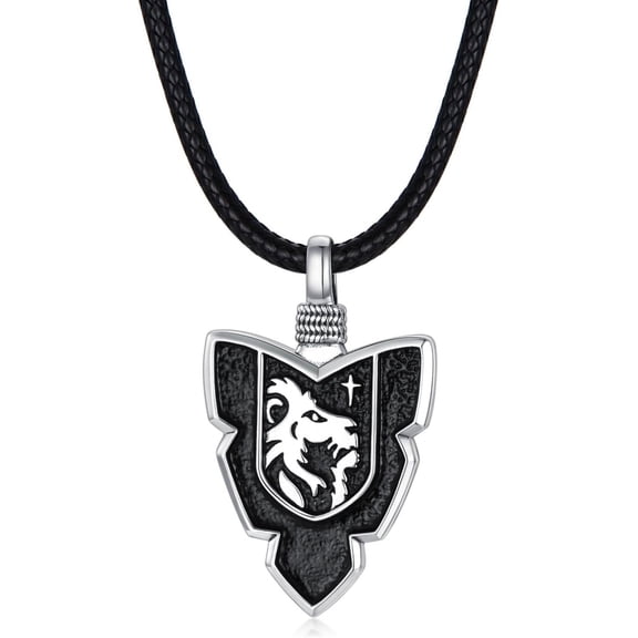 Arrowhead Necklace Sterling Silver Arrow Head Lion Pendant Necklaces Viking Vintage Jewelry Gifts for Men