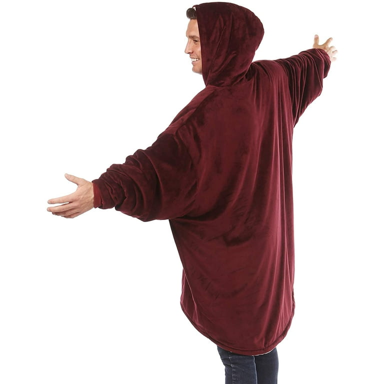 THE COMFY Original Oversized Microfiber Sherpa Wearable Blanket Seen On Shark Tank One Size Fits All Burgundy