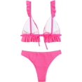 thumbnail image 2 of Traje de baño con volantes para mujer, cintura alta, triángulo, bikini Rosa encendido G Rosa encendido G Xishao ropa, 2 of 2