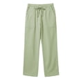thumbnail image 4 of IROINNID Drawstring Pants for Men Solid Casual Drawstring Waistband Cotton Linen Loose Fit Trousers Pants with Pocket, 4 of 7