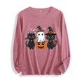 thumbnail image 2 of Xdegoge Womens Halloween Cat And Ghost Graphic T-Shirts Long Sleeve Cute Pumpkin Print Crewneck Tops Casual Loose Fit Fall Holiday Pullover Tees Shirts for Ladies, 2 of 7