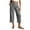 Black, variant on Womens Gingham Plaid Drawstring High Waist Cropped Wide Leg Capri Pants Dual Side Hand Pockets Lightweight Woven Loose Flow Casual Everyday Trousers