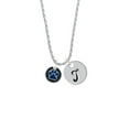thumbnail image 2 of Delight Jewelry Silvertone Royal Blue Paw on Black Disc Silvertone Script Initial Disc - T - Charm Necklace, 20"+3", 2 of 4