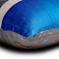 thumbnail image 3 of Royal Blue 12"x16" (30x40 cm) Lumbar Pillow Cover, Silk Color Blocking & Patchwork Oblong Pillow, Modern Pattern Striped Style - Plush Royal Blue Silk, 3 of 10