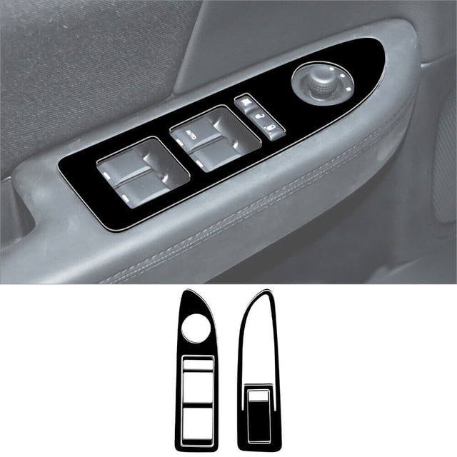 Real Bright Soft Car Interior Carbon Fiber Sticker Decoration4Pcs Glossy Piano Black Front Door Control Cover For Chrysler 200 SedanAuto Car Protection Interior Accessories