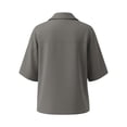 thumbnail image 6 of VEKDONE Cotton Shirts for Women Deep V Neck Collared Shirt Summer 3/4 Length Sleeve Tunic Tops Dressy Solid Color Loose Fit Work Blouse Gray XXXL, 6 of 6
