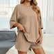 thumbnail image 3 of Conjunto deportivo para mujer: camiseta de cuello redondo y pantalones cortos deportivos. Poliéster transpirable. Lavable a máquina. Primavera/verano. XS-XXXXL., 3 of 7
