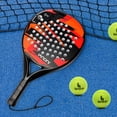 thumbnail image 4 of Paddle Tennis Racket Carbon Fiber Surface with EVA Memory Flex Foam Core POP Paddle Rackets with 3 balls, 4 of 5