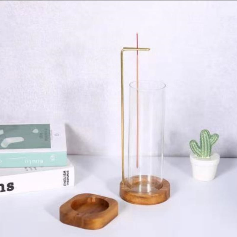Incense Holder for Stick Anti-Ash Flying with Removable Glass Ash Catcher Mess-Free Incense Burners Meditation Home