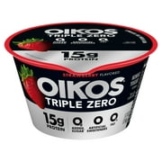Oikos Greek Yogurt Triple Zero Strawberry Flavor with Protein Sugar & Fat Free, 5.3 oz Plastic Cup