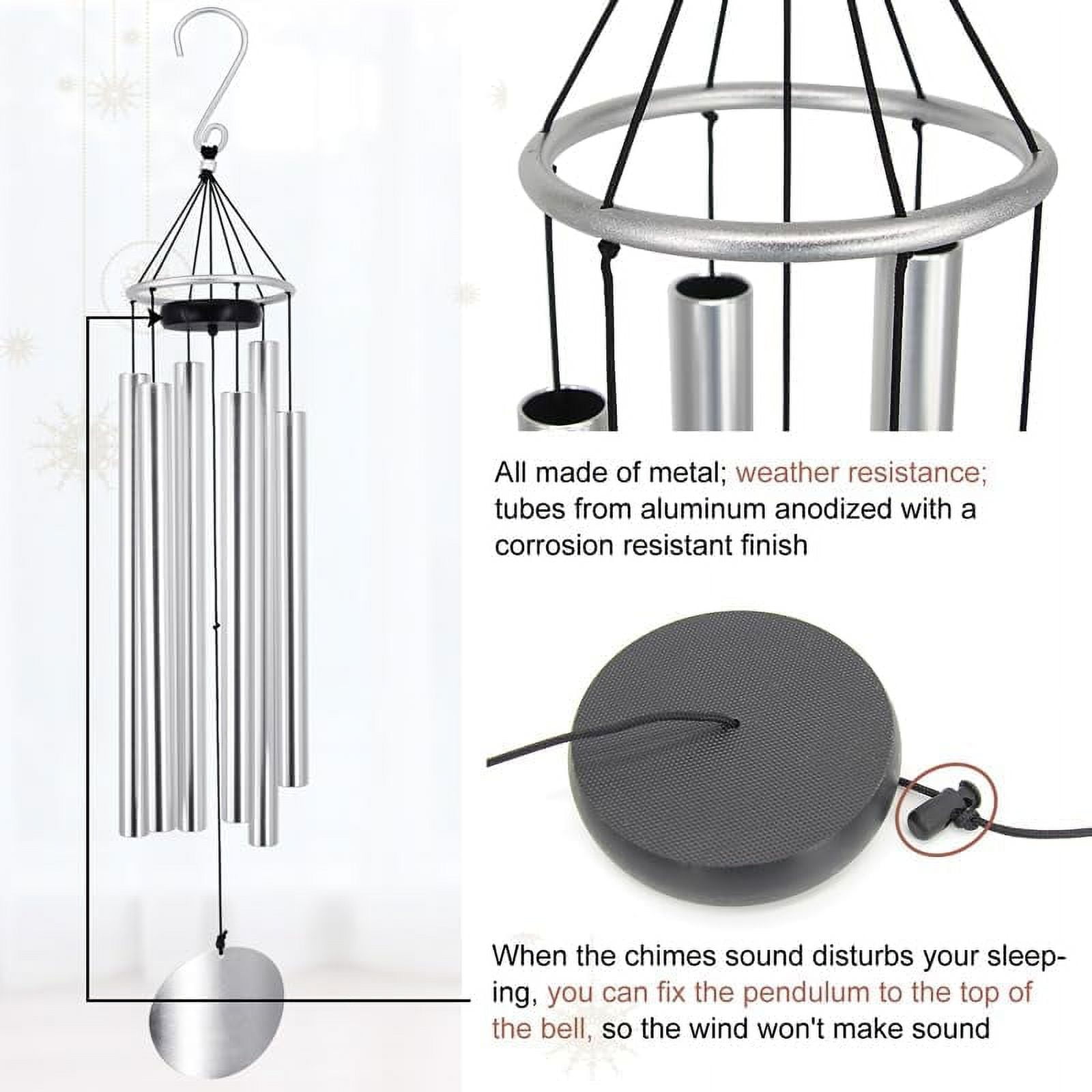 ASTARIN Premium 36-Inch Deep Tone Wind Chimes with 6 Metal Tubes - Elegant Memorial Chime for Mom, for Housewarming and Christmas Rose Gold