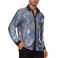 thumbnail image 4 of CAMISA DE LENTEJUELAS CHIC INSPIRADA PARA HOMBRES, CAMISA DE BOTONES DE MANGA LARGA, CAMISAS METÁLICAS BRILLANTES, 4 of 5