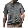 thumbnail image 2 of Leesechin Mens Cotton T-Shirts Short Sleeve Crew Neck Casual Shirts Breathable Workout Daily Tee Tops Dark Gray 2XL, 2 of 7