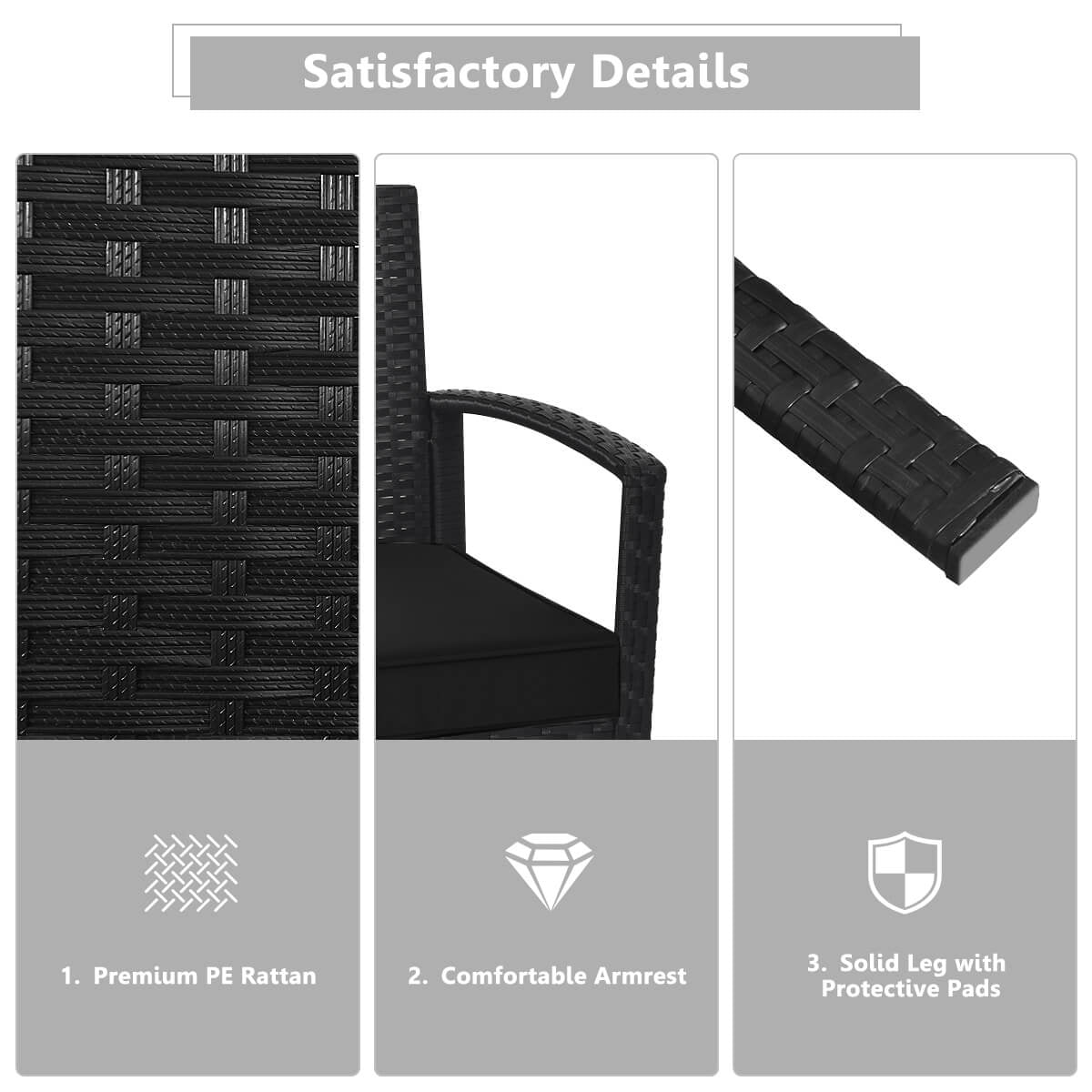Costway 4 PCS Outdoor Patio Rattan Furniture Set Cushioned Sofa Coffee Table Garden Deck